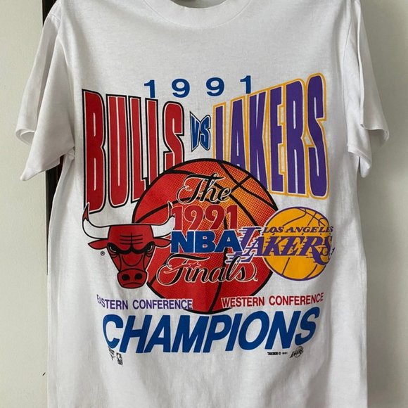 Tops Vintage 1991 Nba Finals Bulls Vs Lakers Champions Basketball Shirt Tee Poshmark